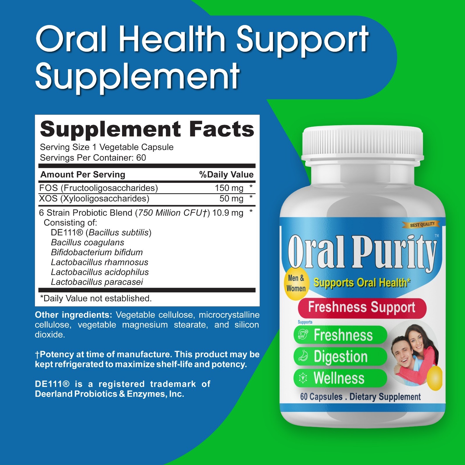 Dental Probiotic for Bad Breath Support, Oral Health Maintenance & Fresh Breath