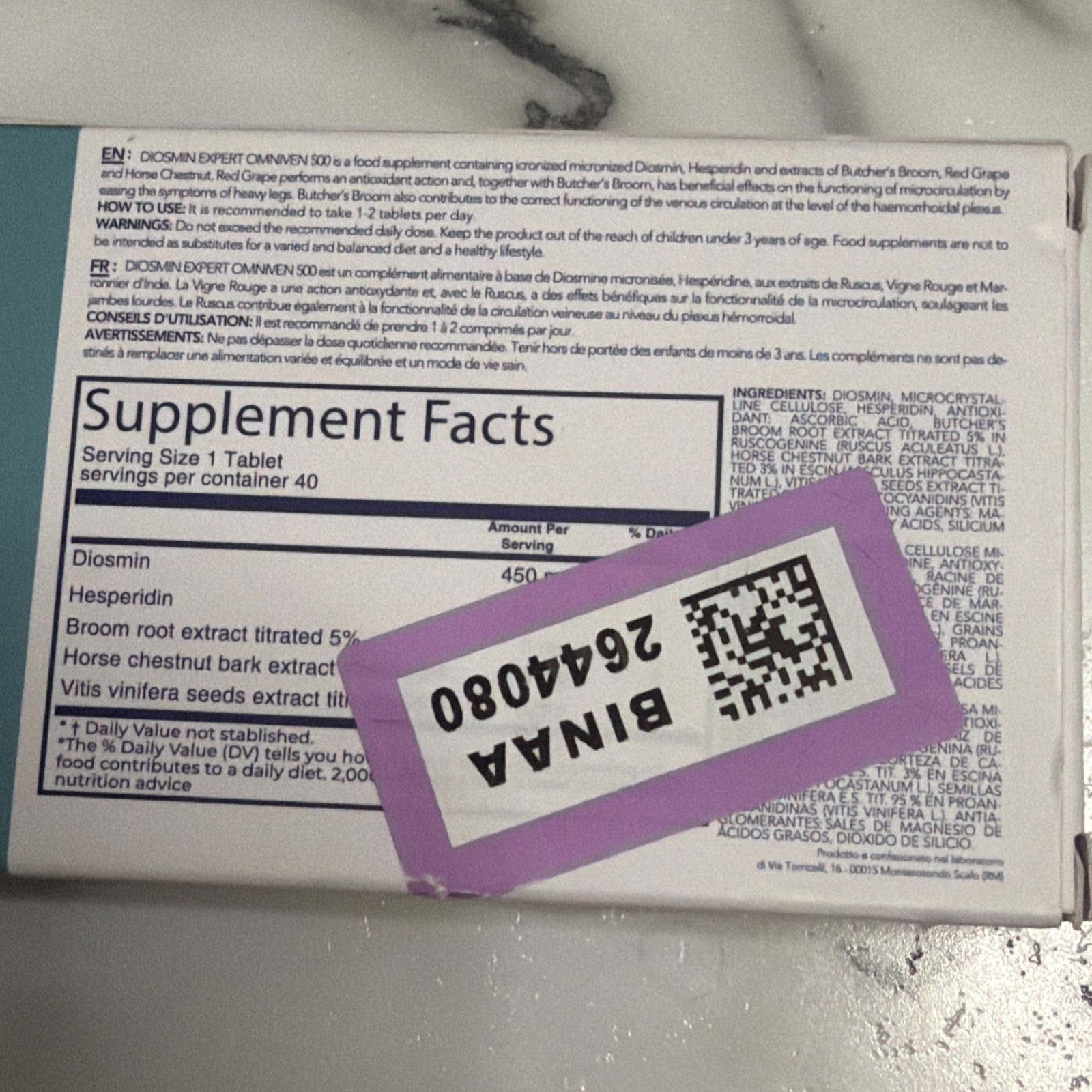 DuLac Pharma Diosmin Expert Omniven 500 Tablets 40 Blood & Circulatory Health