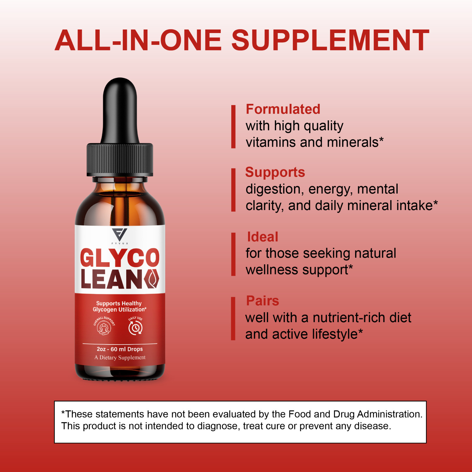 (5 Pack) Glyco Lean Drops, GlycoLean Premium Liquid Drop Supplement (10oz)