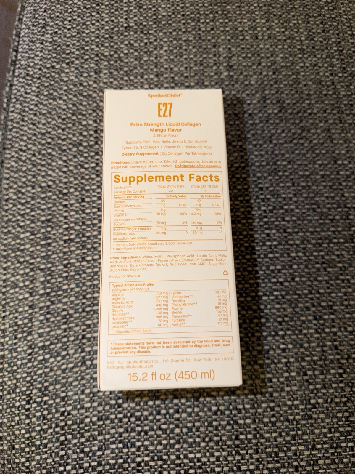 SpoiledChild E27 Extra Strength Liquid Collagen Mango 15.2 fl oz (450 mL)
