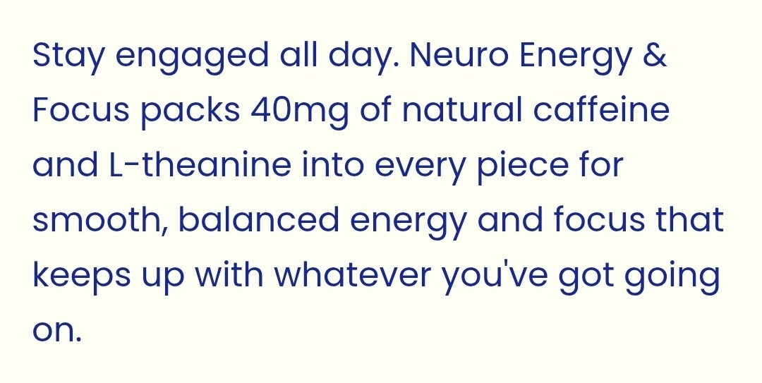 New Neuro Mints Energy and Focus 90 Pieces Wintergree Natural Caffeine Exp.8/27