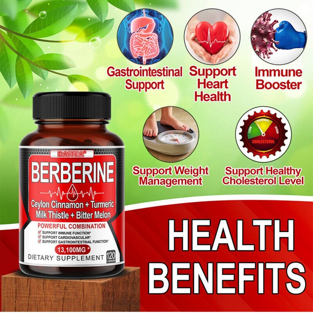 Premium Berberine HCL 600mg Plus Organic Ceylon Cinnamon – 120 Capsules