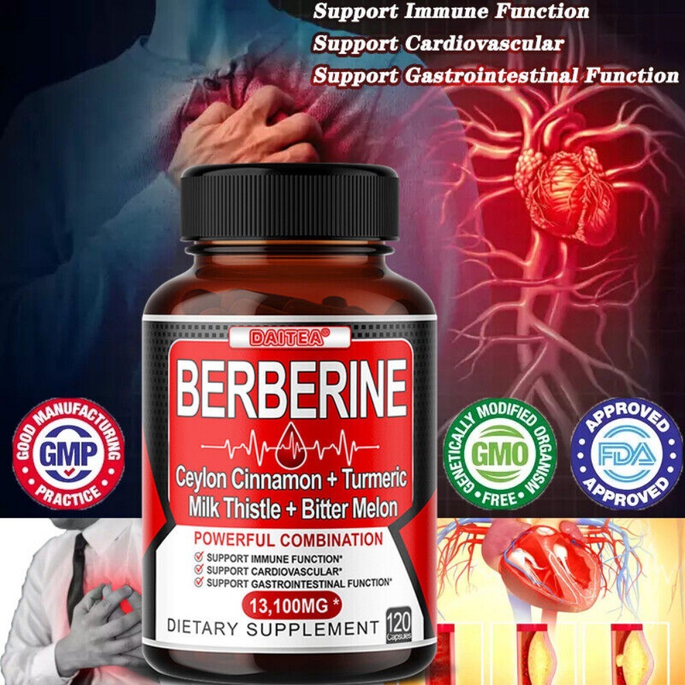 Premium Berberine HCL 600mg Plus Organic Ceylon Cinnamon – 120 Capsules