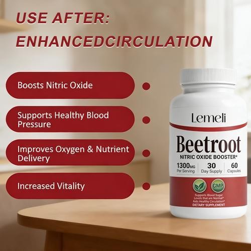 Lemeli Beetroot Capsules, Lemeli Beetroot Extract 1300mg, Pure, Non-GMO 60 Pcs