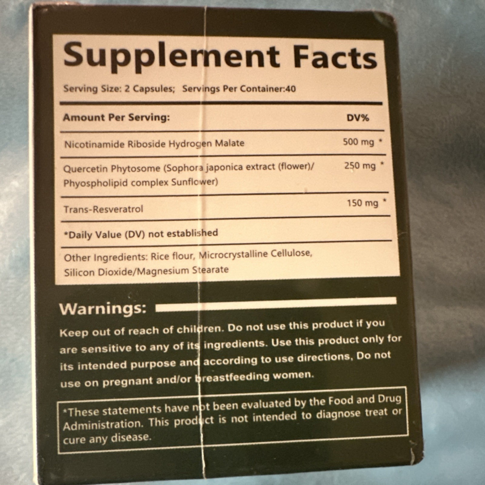 Reus Research Nicotinamide Riboside Resveratrol Quercetin 900mg 80 Capsules