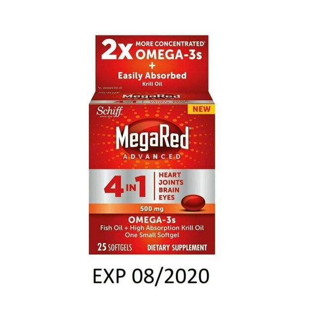 Megared 4in1 Krill Oil Softgels – 25ct EXP 06/2027- 2 Pack!