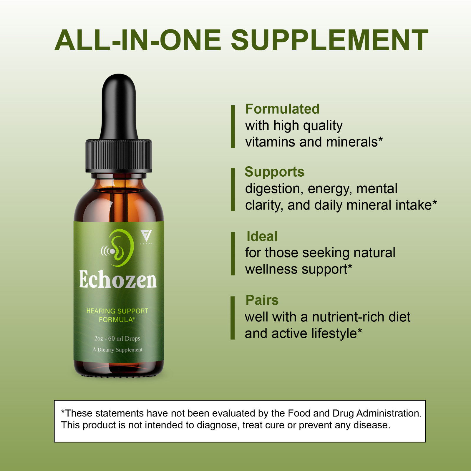 (5 Pack) EchoZen Drops, EchoZen Tinnitus Support Liquid Supplement (10oz)