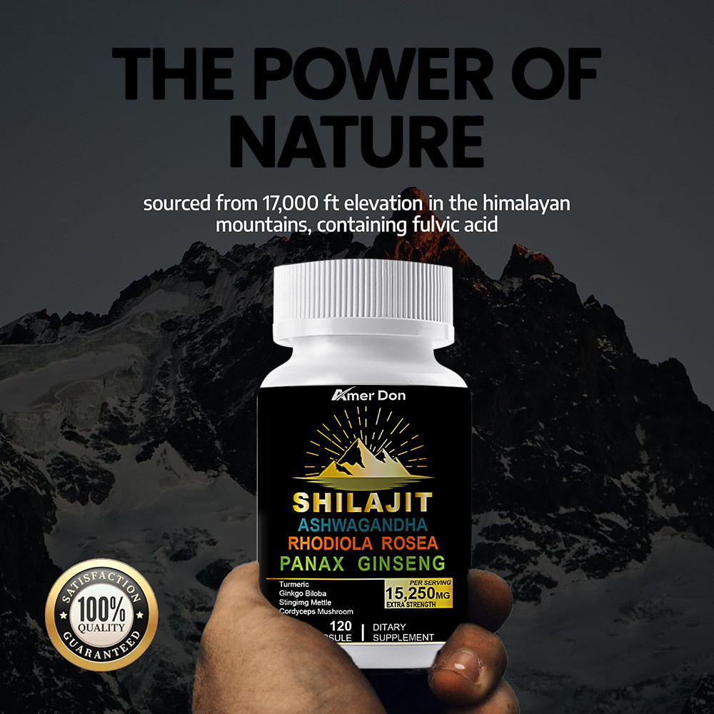 Himalayan Shilajit 9000mg 120 Caps 100% Pure Extract Fulvic Acid Best Shilajit