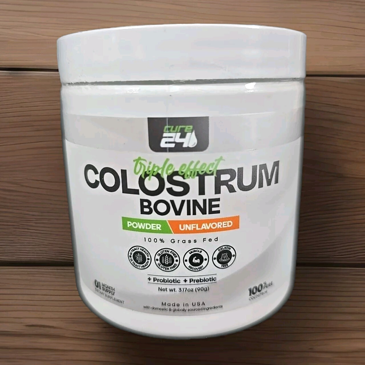 Cure24 Colostrum Bovine Supplement Unflavored Powder Triple Effect 06/2027