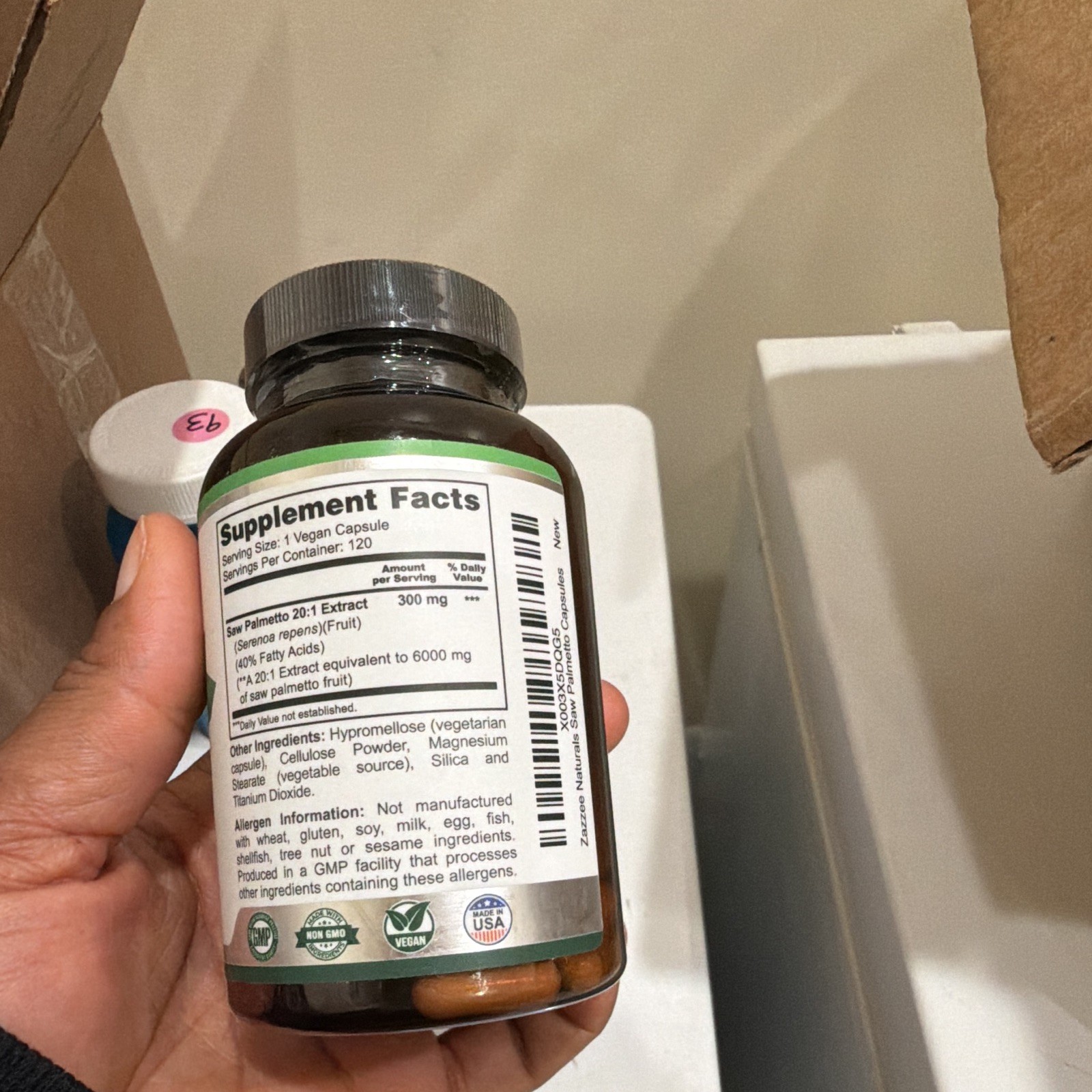Zazzee Naturals Saw Palmetto 6000mg 20:1 Extract 120 Vegan Capsules Non GMO