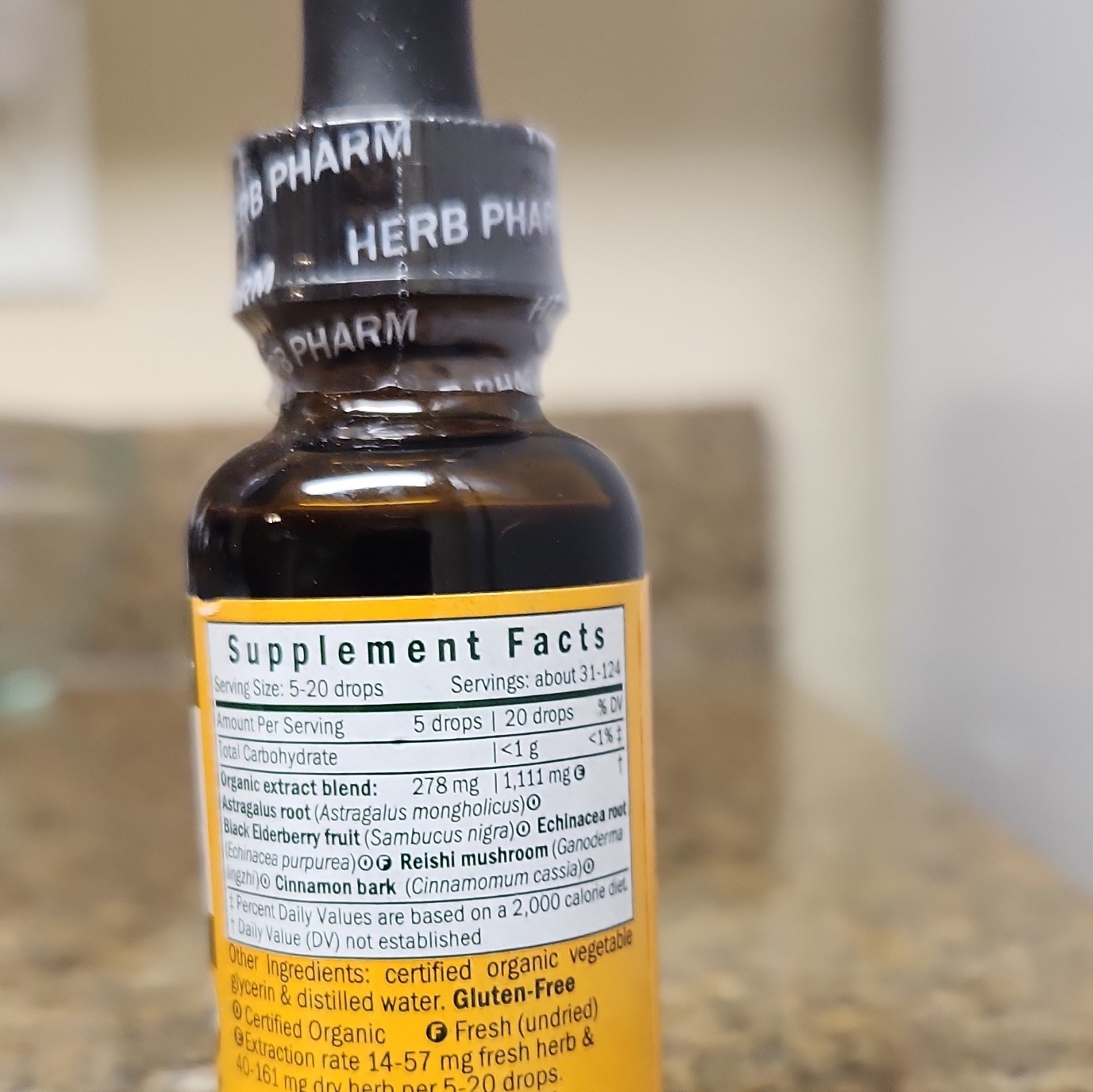 Herb Pharm Kids Immune Fortifier Drops Alcohol Free USDA Organic Gluten-Free
