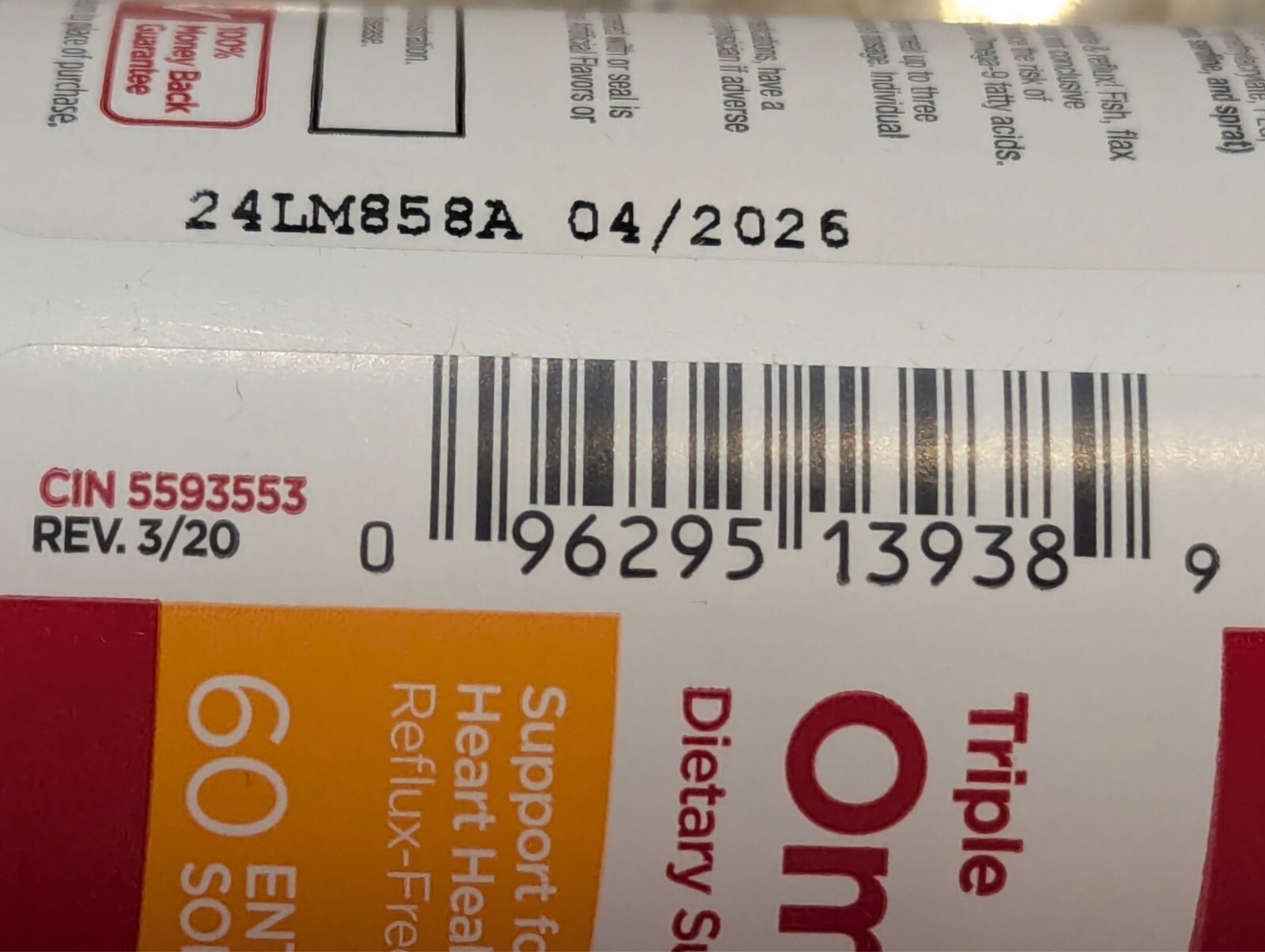 Leader Triple Omega 3-6-9 Supplement 60 Enteric Coated Softgels exp: 04/2026