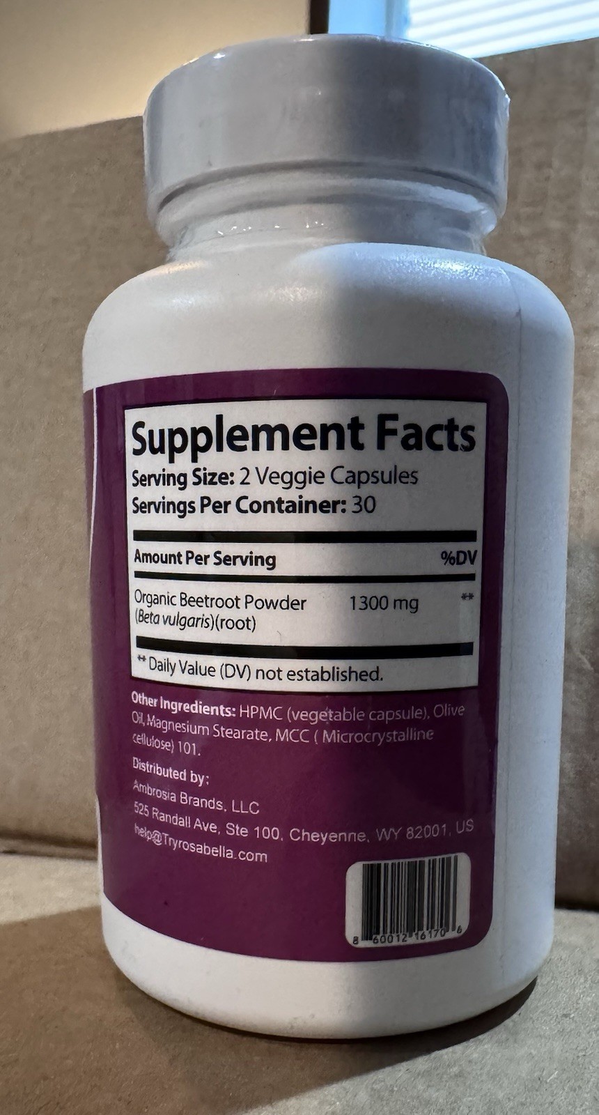 Rosabella Beetroot Dietary Supplement – 1300mg – 30 Day Supply – Exp 01/2028