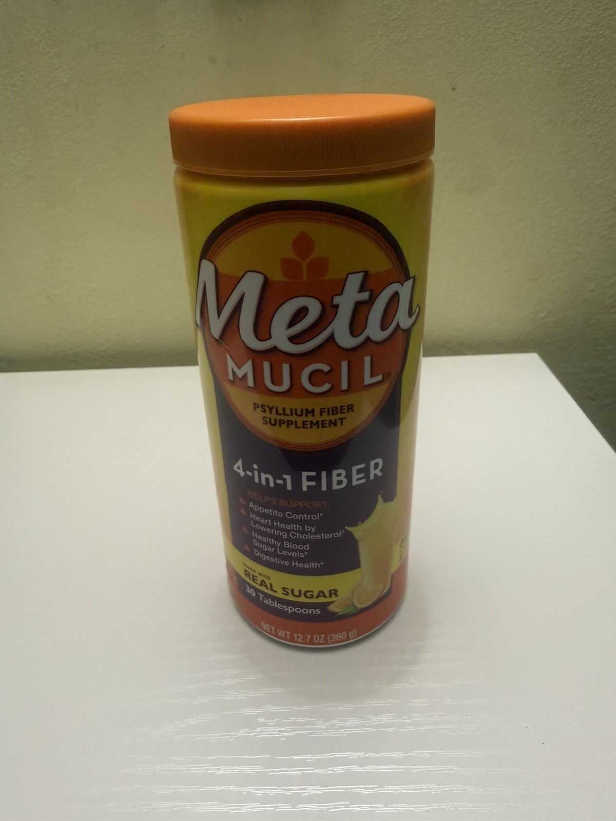 Metamucil Psyllium Husk 4-in-1 Fiber Powder Orange 12.7 oz