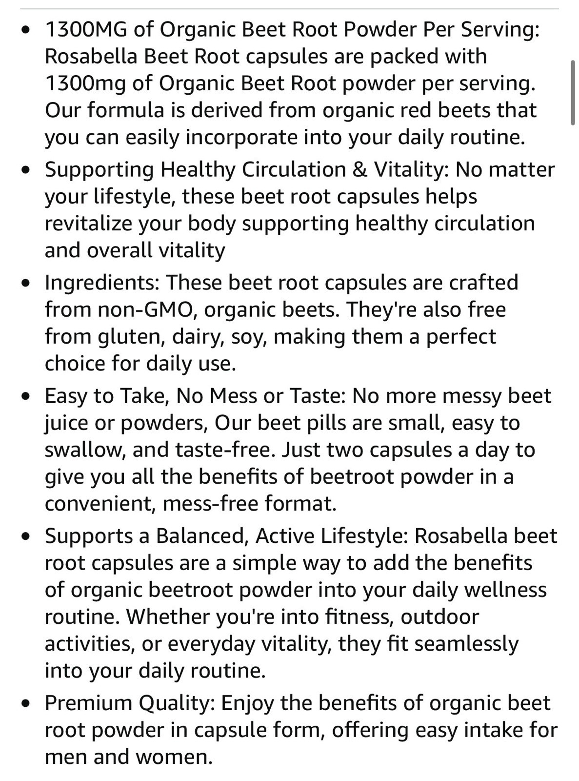 Rosabella Beetroot Dietary Supplement – 1300mg – 30 Day Supply – Exp 01/2028