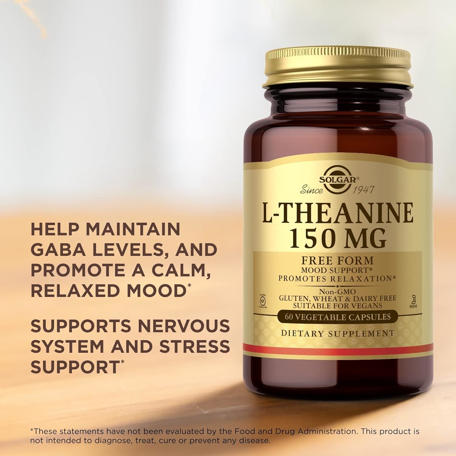 Solgar L-Theanine 150 mg, Promotes Relaxation, 60 Vegetable Capsules