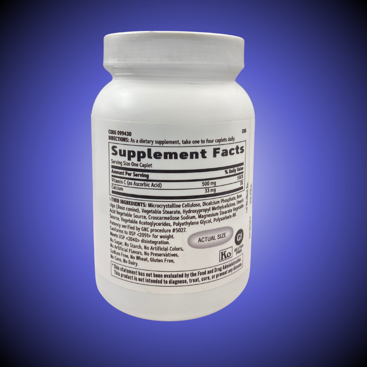 GNC Vitamin C 500mg 250 Caplets Supports Healthy Immune System