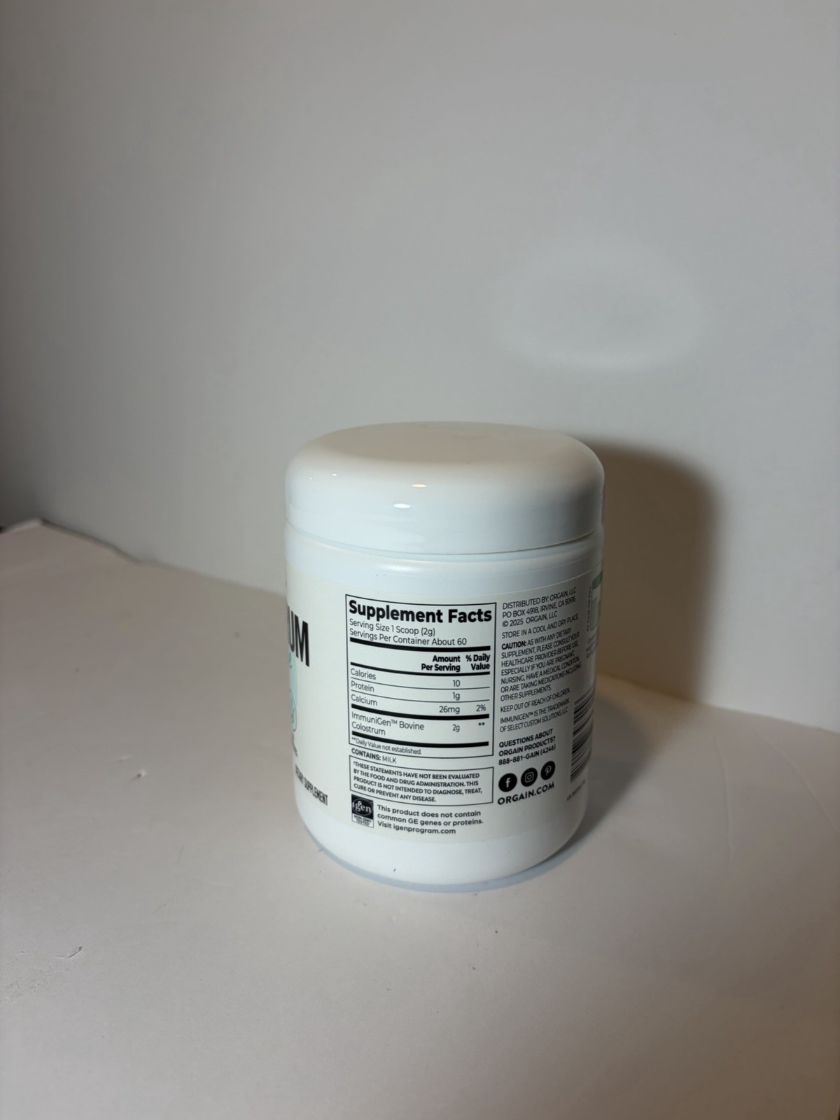 Orgain Colostrum Immune + Gut Health Supplement Powder Unflavored 7.4 oz