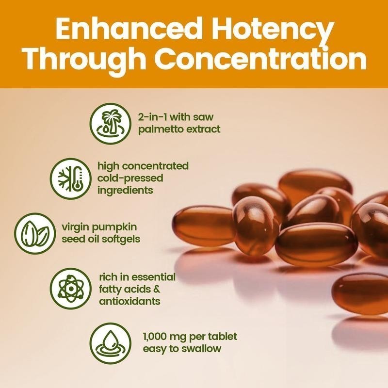 Pumpkin Seed OilSaw Palmetto 1000mg Softgels Natural Prostate Support Free ship-