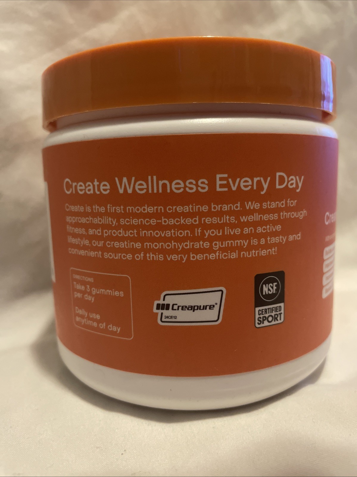 Create – Creatine Monohydrate Gummies – Orange Flavor – 45 servings