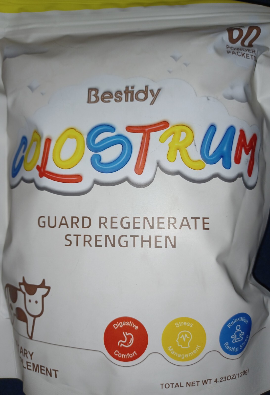 Bestidy Colostrum Powder Supplement Pure 40% IgG Individually Packaged (60 Pack)