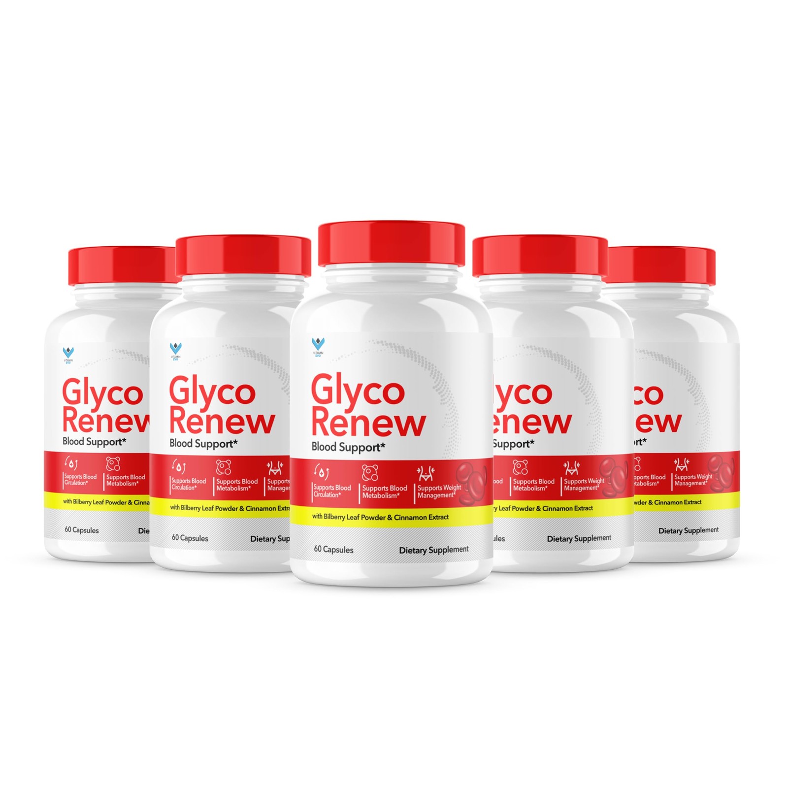 (5 Pack) Glyco Renew Blood Support Supplement – GlycoRenew Pills Original Formul