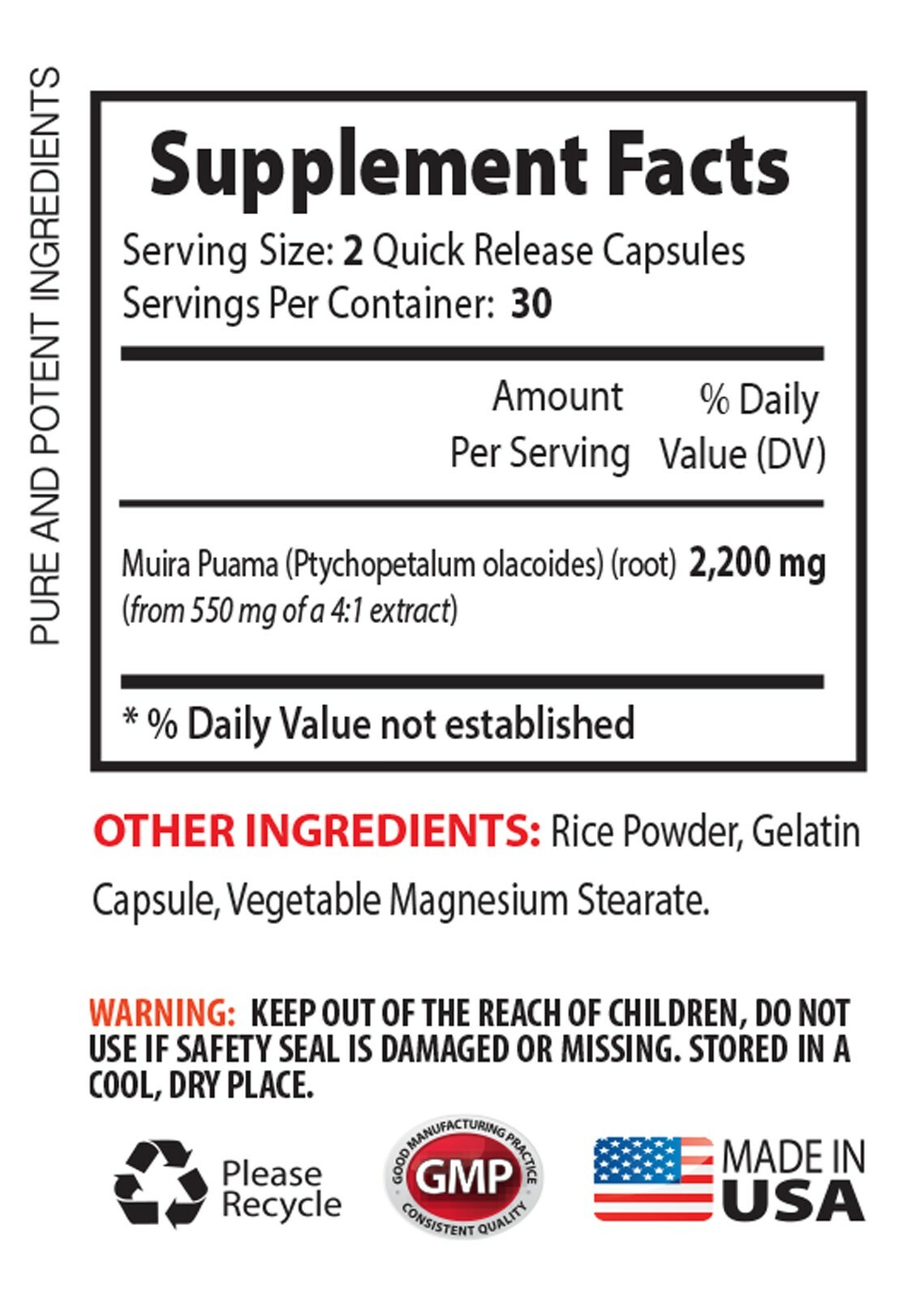 ageless male enhancer – Muira Puama Extract 2200mg – muirapuama supplement 1B