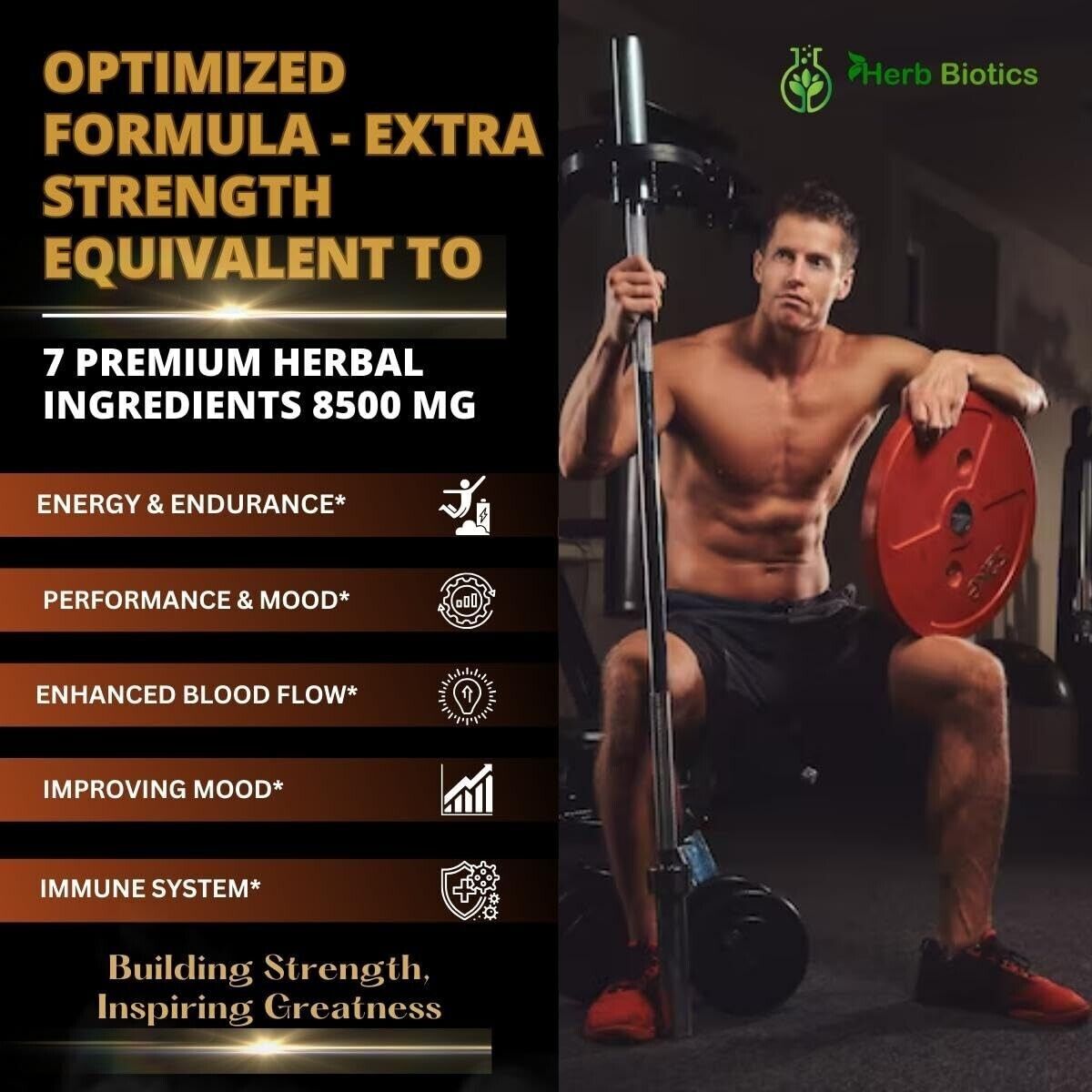 Maca Root Capsules 8500mg for Boost Energy Male Stamina & Performance 60Ct.