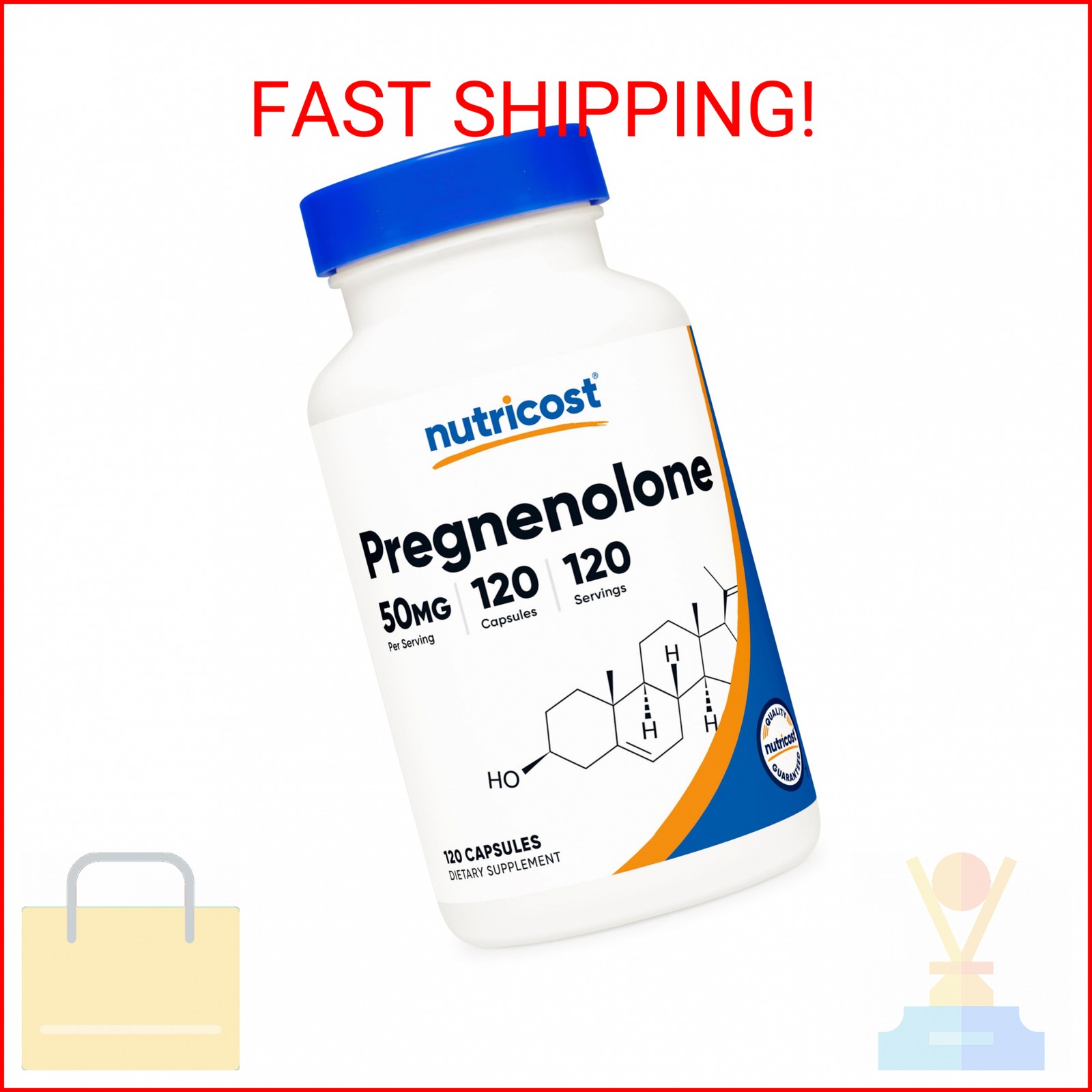 Nutricost Pregnenolone 50mg, 120 Capsules – Non-GMO, Gluten Free, Vegetarian Cap