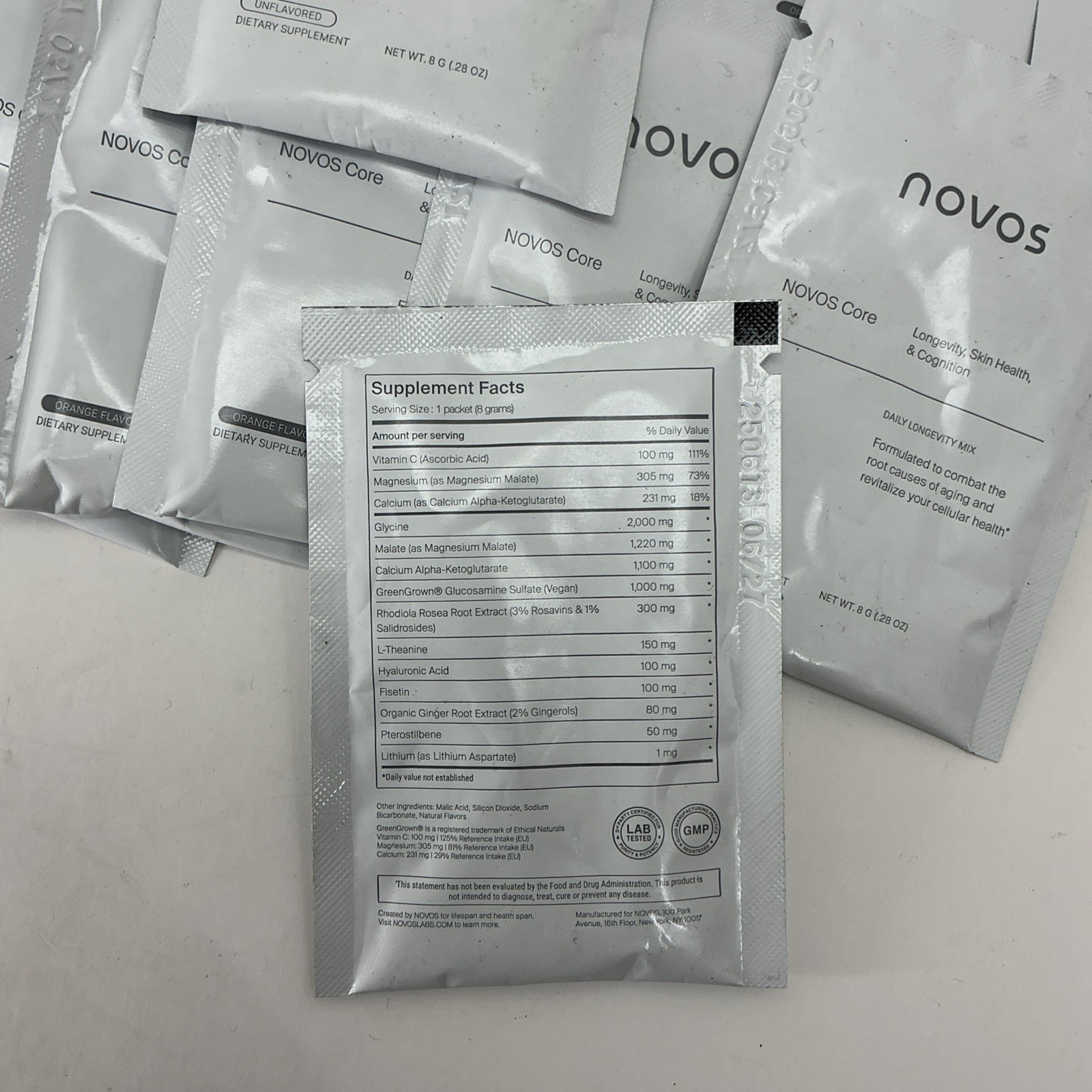 NOVOS Core Longevity,Skin Health,Cognition Mix, Supplement- 30 Packs Orange