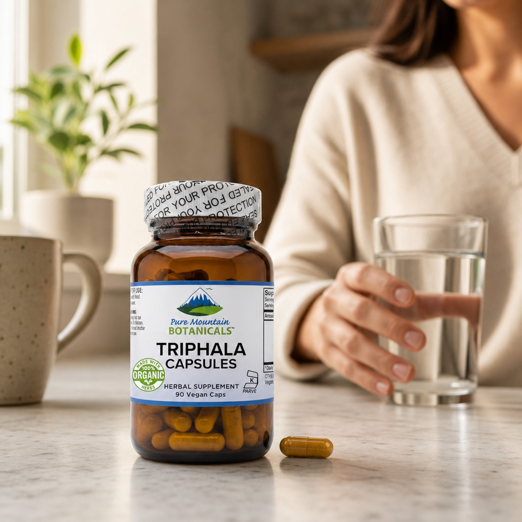 Pure Mountain Triphala Capsules 500mg Organic Amla Fruit Kosher Vegan Supplement