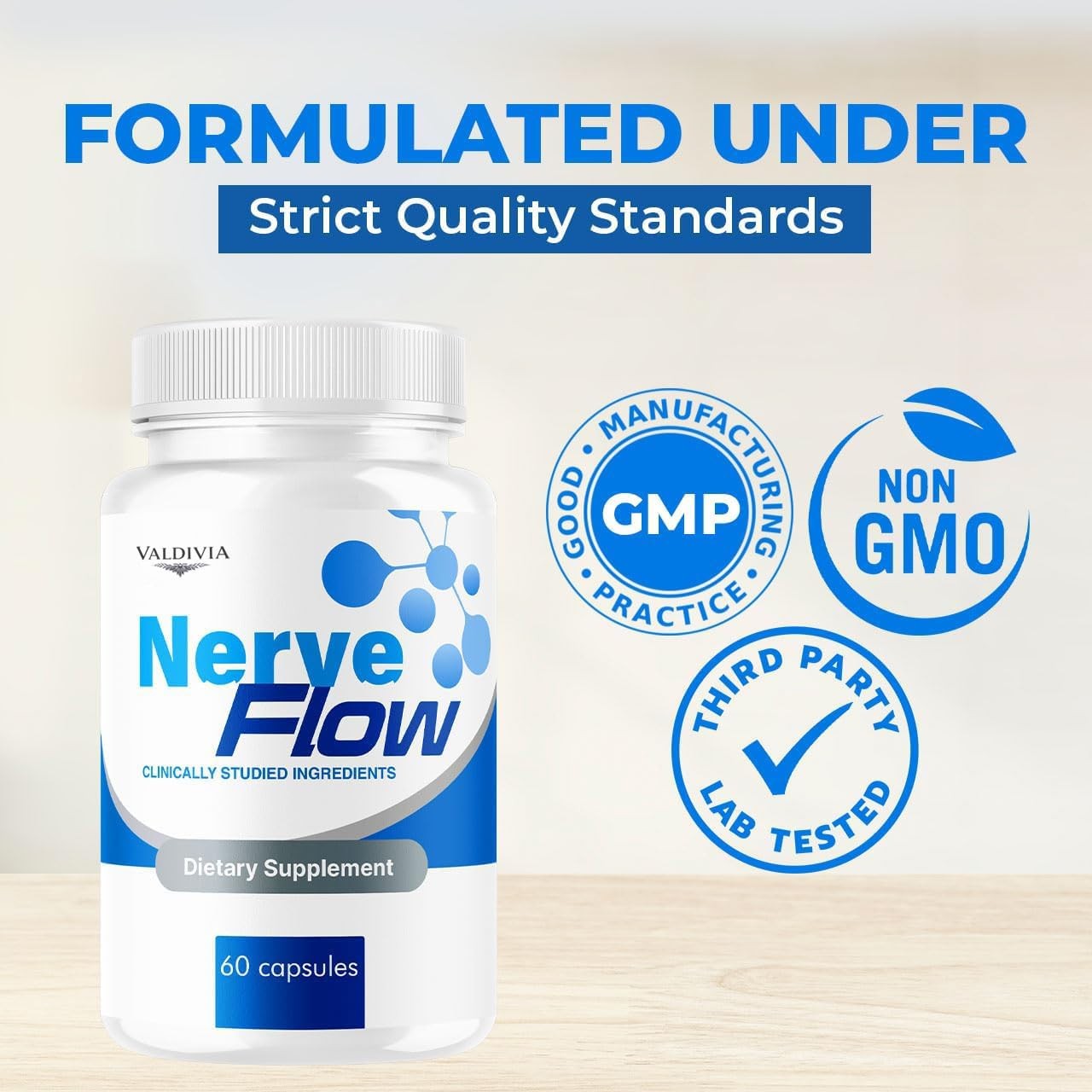 Valdivia NerveFlow 300 Capsules 5 Pack Nerve Support Supplement Made in USA