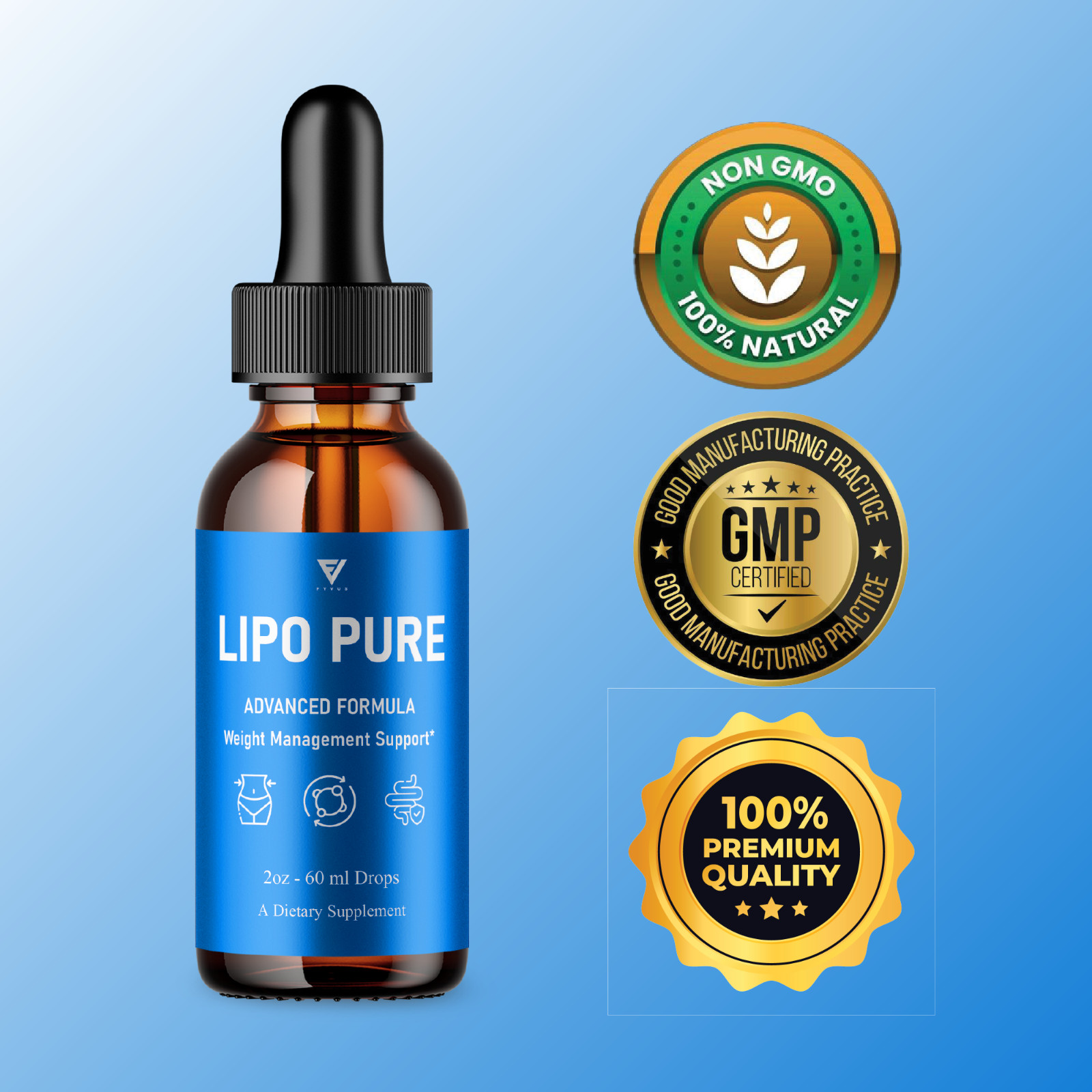 Lipo Pure Drops, LipoPure Weight Management Support Supplement (2oz)