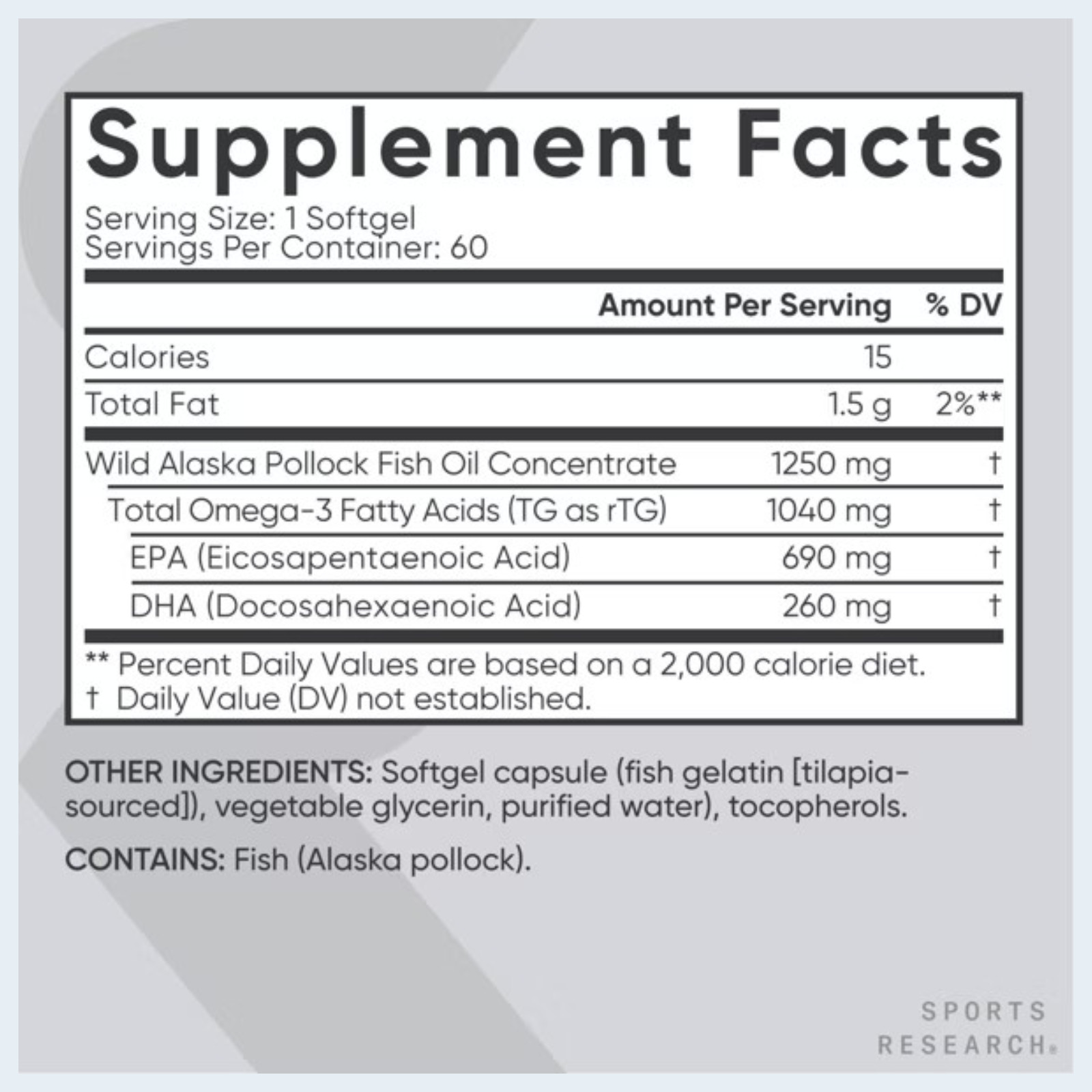 ALASKAN Sports Research Omega-3 Triple Strength Fish Oil 60 Softgels Non-GMO NEW