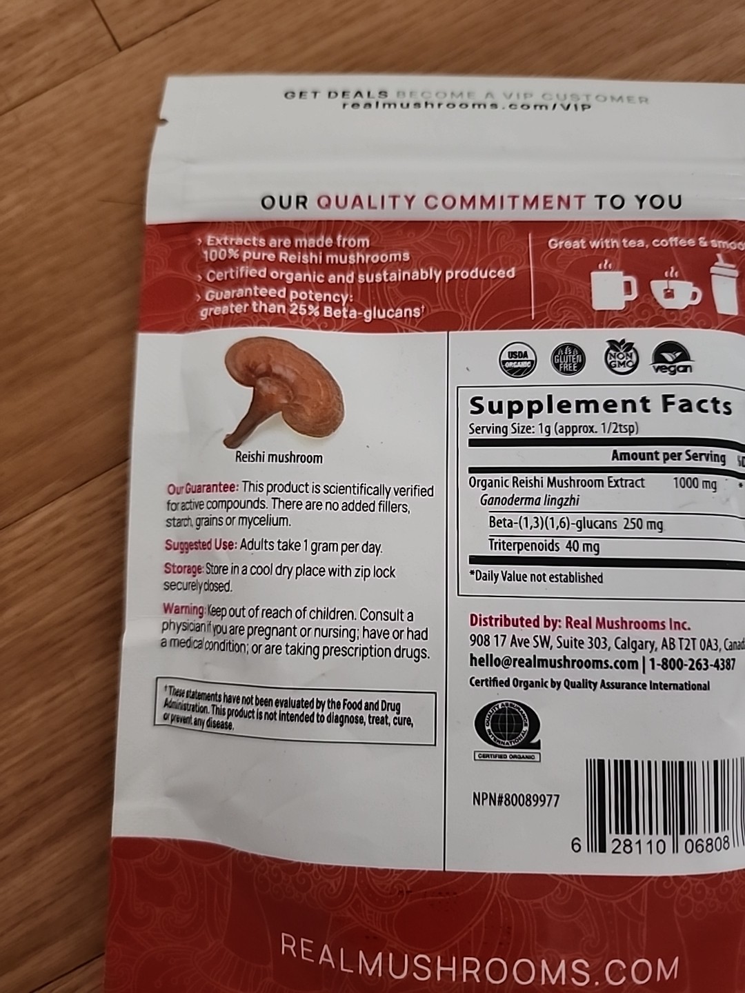 Reishi, Organic Mushroom Extract Powder, 1.59 oz (45 gm) Sealed