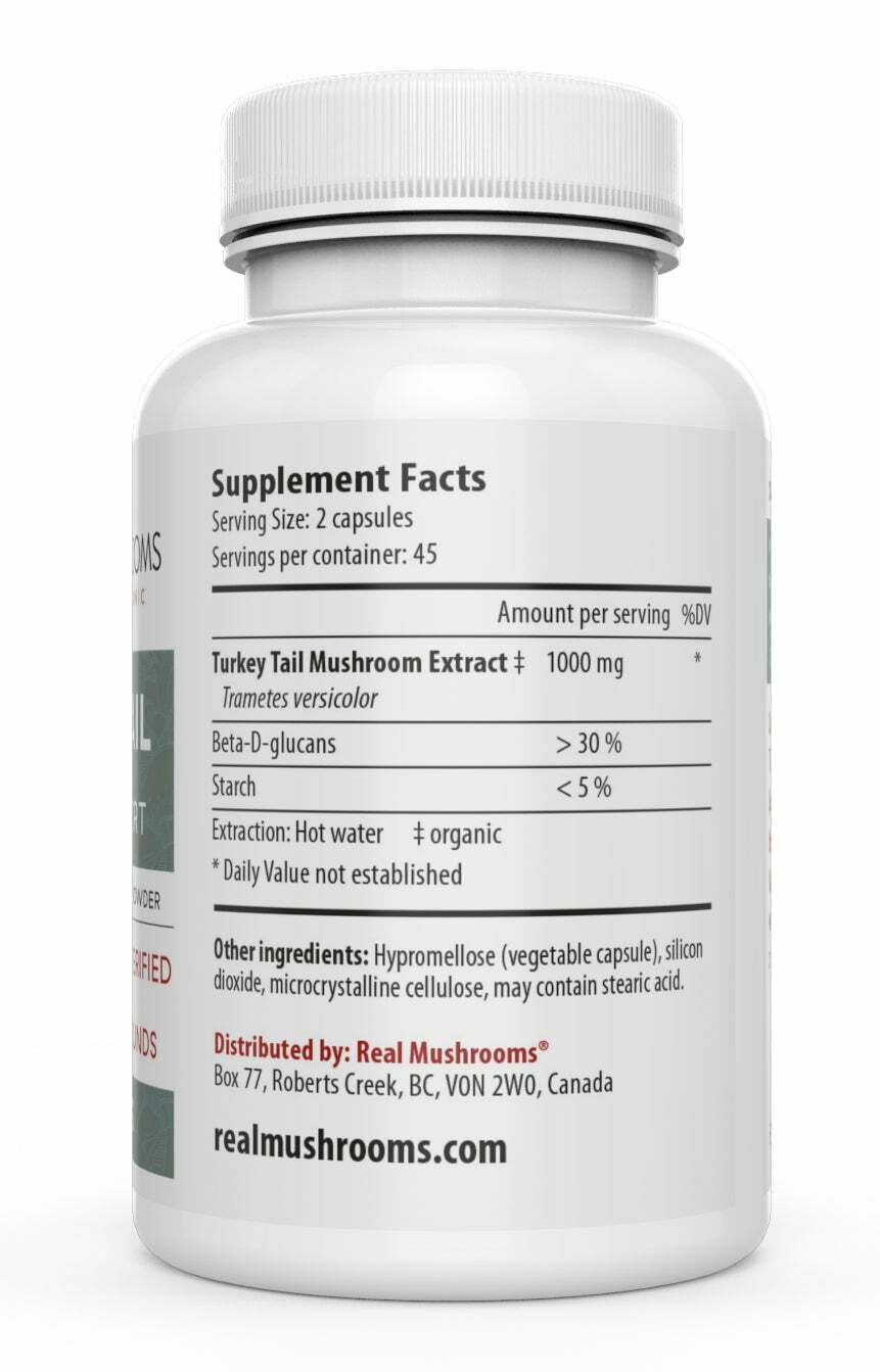 Real Mushrooms Organic Turkey Tail Extract Immune Support Vegan 90 caps NEW