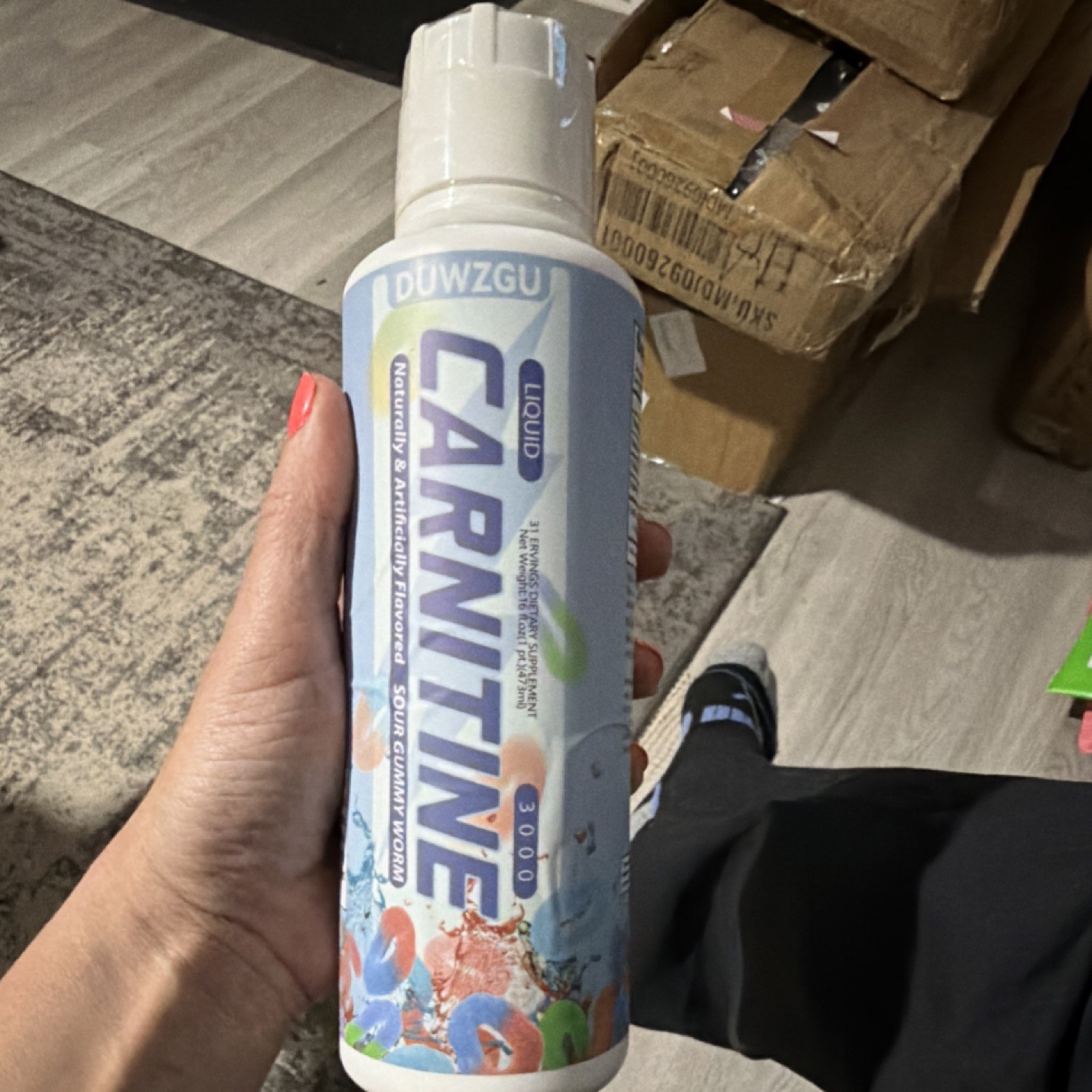 DUWZGU Liquid L-Carnitine 3000mg Sour Gummy Worm Thiamine Niacin Exp 07/2028