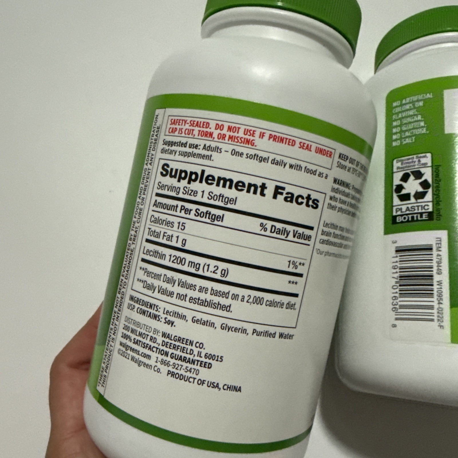 2 Bottles of Lecithin 1200mg / 200 Soft Gels NERVE HEALTH Walgreens Essentials