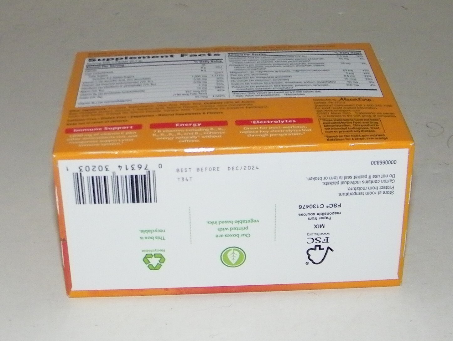 Emergen-C Immune Support 30 Packets SUPER ORANGE 1000mg Vitamin C ea Exp. 12/24