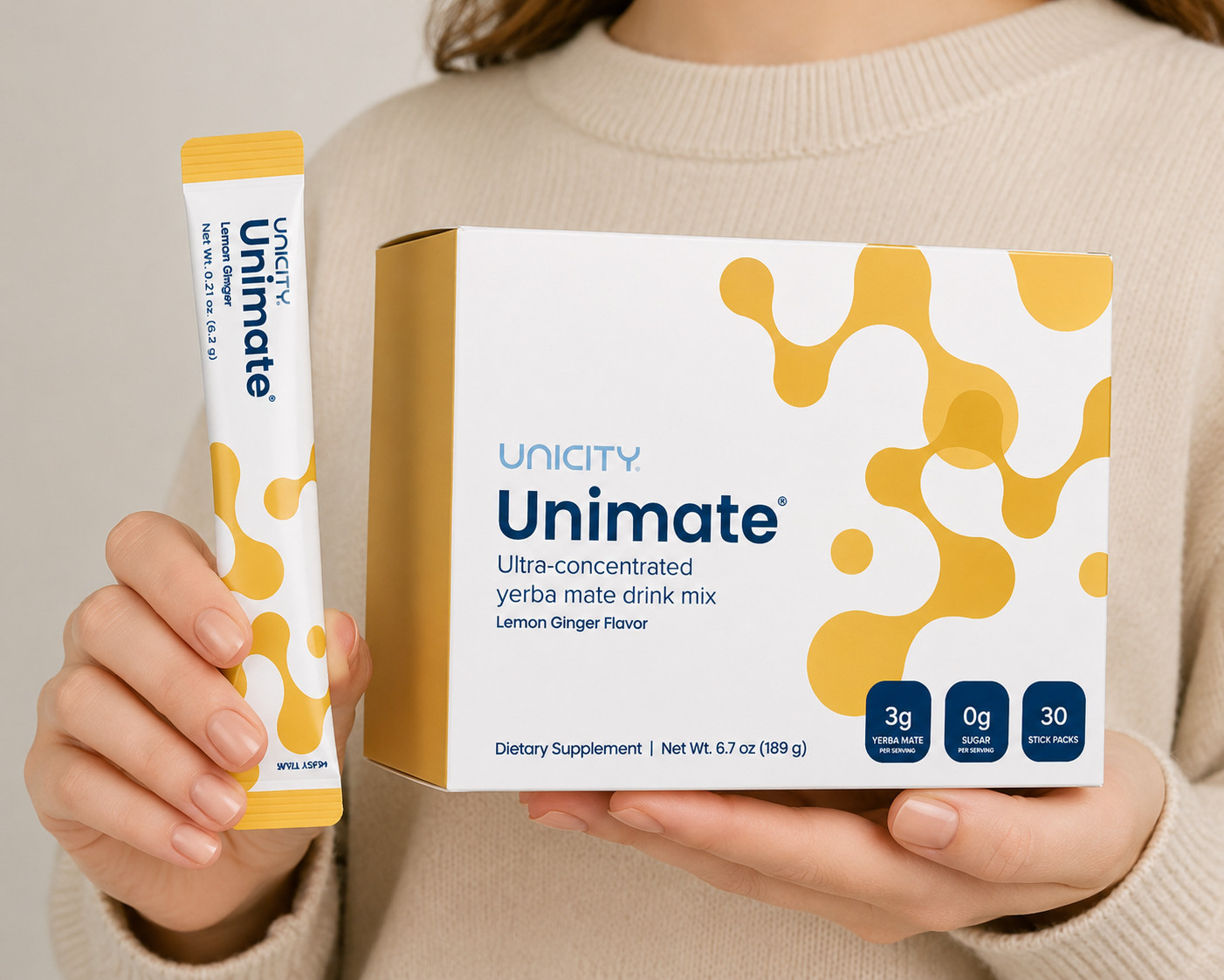 Fast Free Shipping Unicity Unimate Lemon Ginger 30 Stick Packs NEW