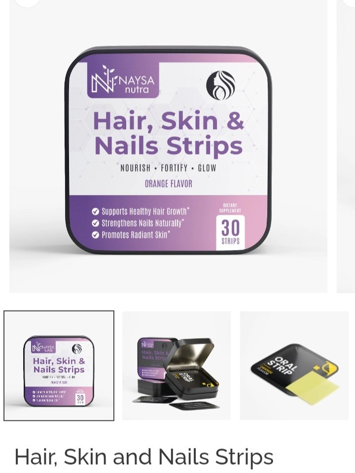 NAYSA nutra Hair Skin & Nails Strips Biotin D3 Folate Orange 30
