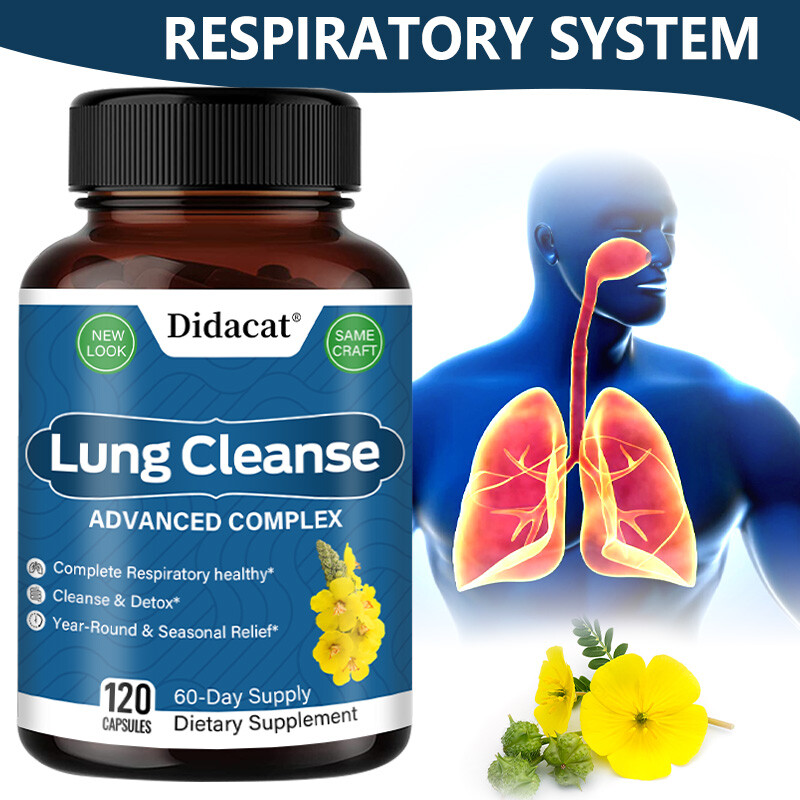 Mullein Leaf Capsules for Lung Cleansing & Detox, Herbal Dietary Supplement