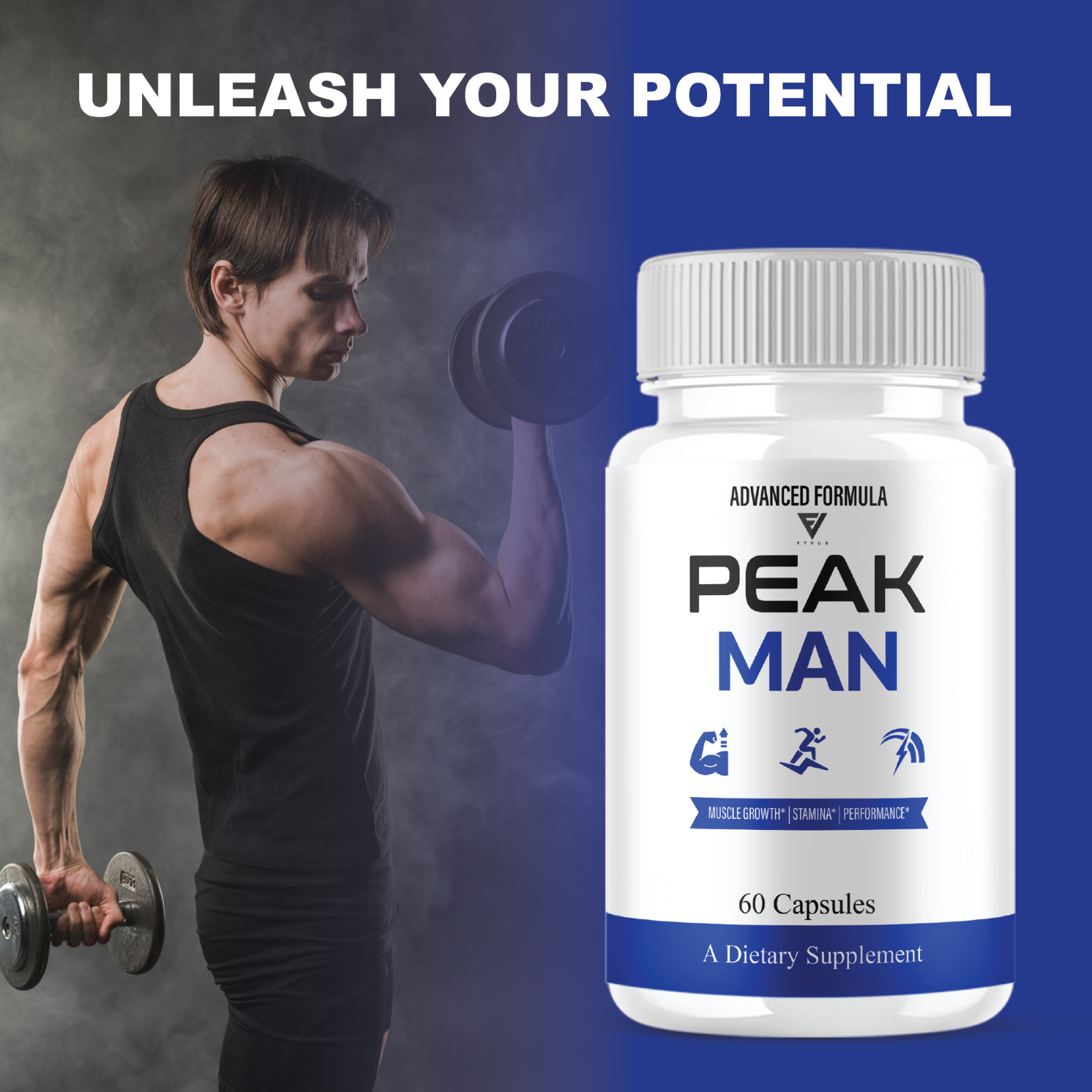 (3 Pack) Peak Man Advanced Performance, PeakMan Maximum Strength (180 Capsules)