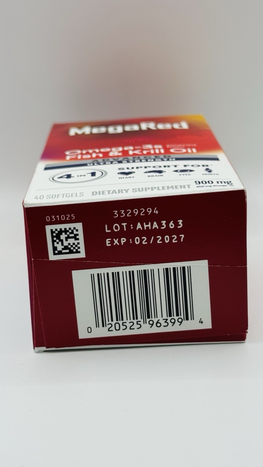 MegaRed Omega-3s Fish & Krill Oil, Ultra Strength 900 mg. 40 SoftGels Box Damage