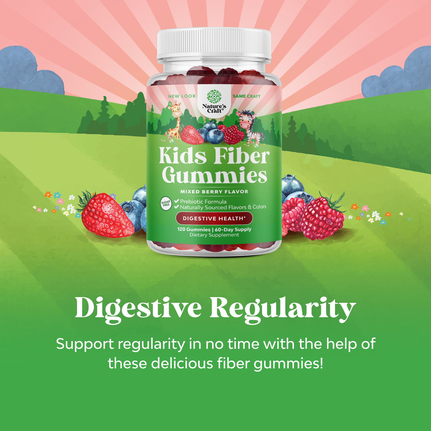 Kids Fiber Gummies Sugar Free – Delicious Prebiotic Fiber Gummies for Kids