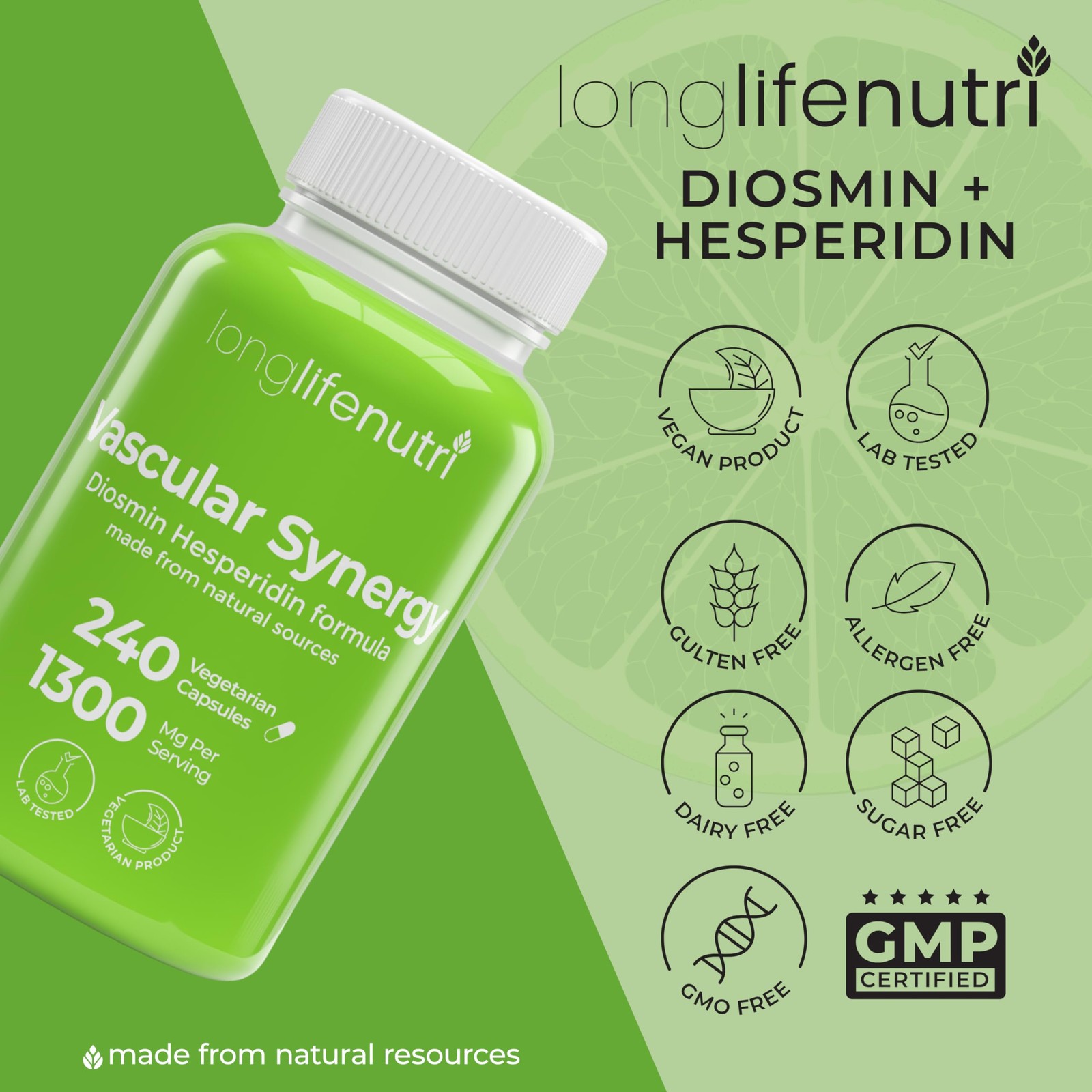 Vascular Synergy Complex, Diosmin 1000mg & Hesperidin 300mg for Vein Health