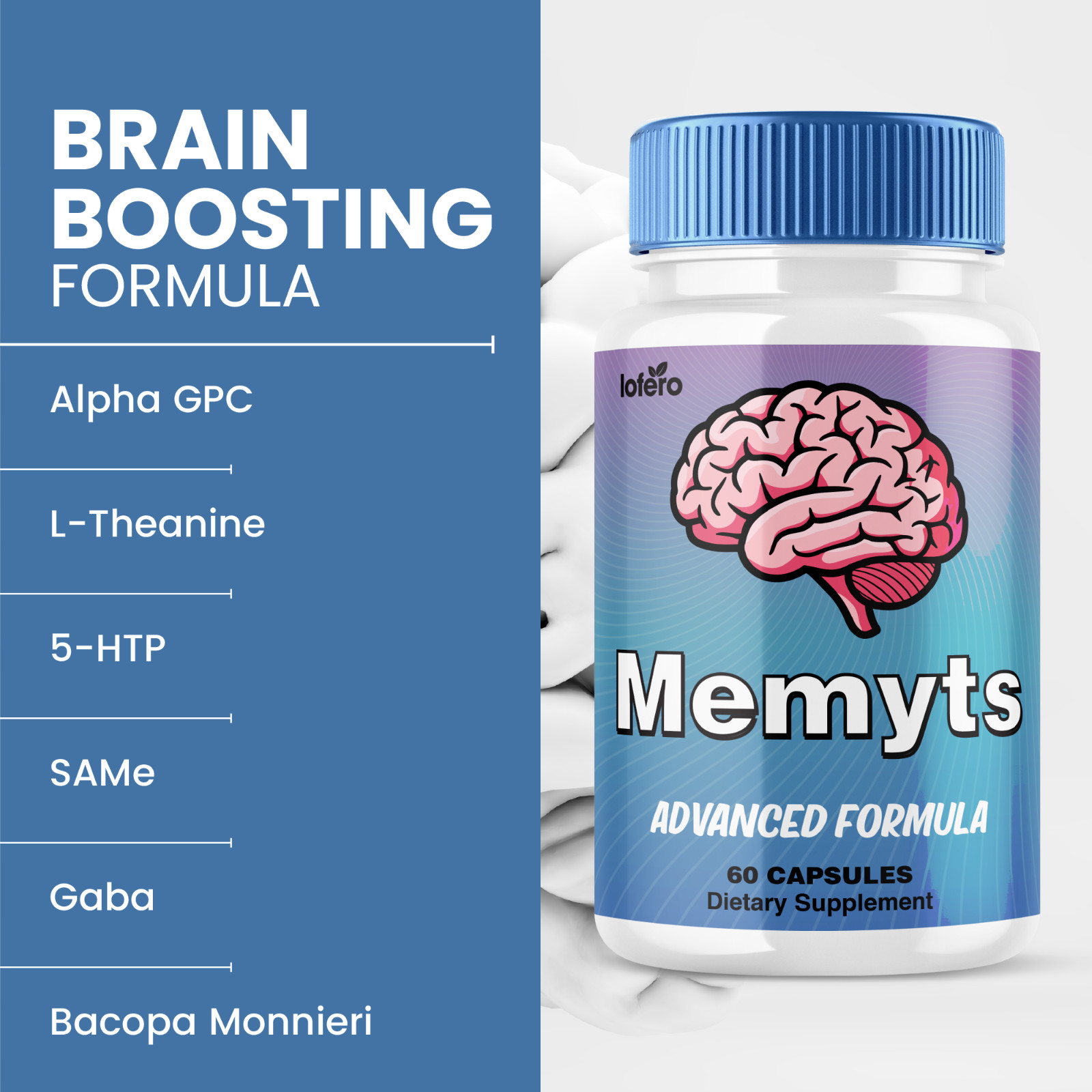 (5 Pack) Memyts Nootropic Natural Formula Brain and Memory Supplement (300 ct)