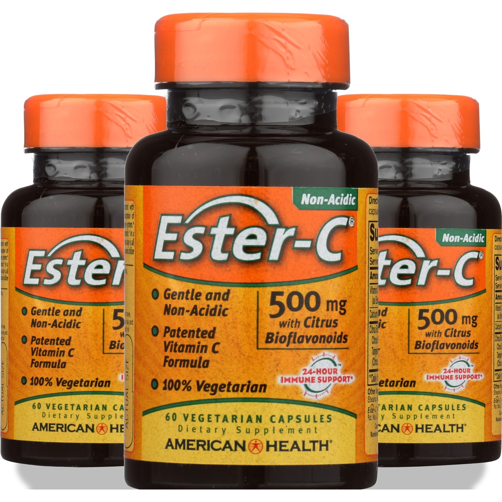 American Health Ester-C 500 Mg Citrus Bioflavonoids 60 Vegetarian 3 Pack