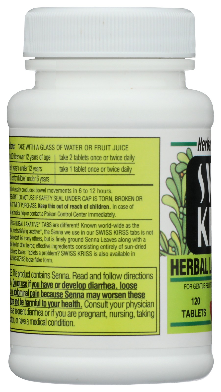 Swiss Kriss Herbal Laxative Tabs 120 Ct For Occasional Constipation 3 Pack