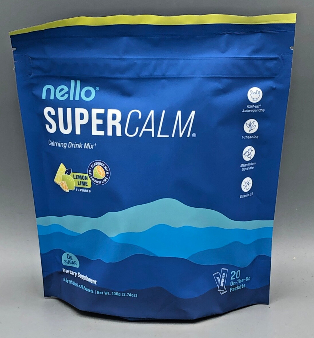 Nello SuperCalm Calming Drink Mix Relaxation & Focus Lemon Lime 20 Packets